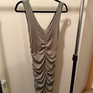 Elegant Gray Ruched Dress